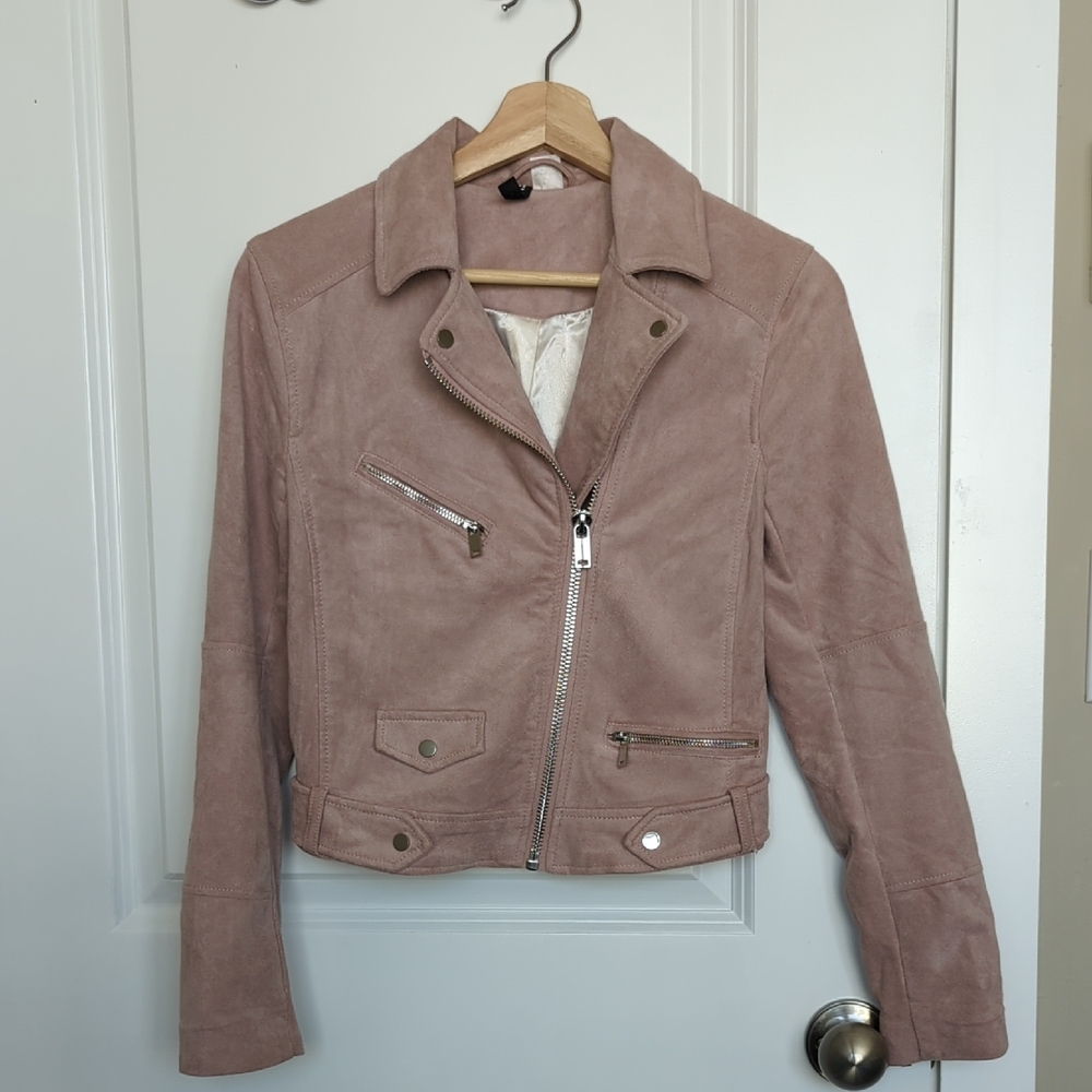 Pink Suede Moto Jacket